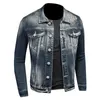 Vestes pour hommes motif lettre broderie vintage punk cowboy manteau slim coton jeans vêtements d'extérieur pour homme