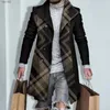 Men's Trench Coats Autumn Winter Single Breasted Woolen Overcoat Plaid Print Male Long Thicken Windbreaker Fashion Causal Coat Outerwear MenALII