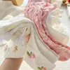 Women Socks 5 Pairs of Cute Haruku Lolita White Women's Set Spring and Summer Lace Cotton Pink Style with Ruffles