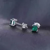 Stud JewelryPalace Square Simulated Nano Green Emerald 925 Sterling Silver Stud Earrings for Women Fashion Gemstone Princess Earrings YQ231211