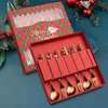 Spoons Festive Spoon Fork Set Christmas Cutlery With Stainless Steel Tableware Elk Tree Decoration For Home Decor