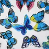 Autocollants muraux doubles ailes de papillon, décoration 2023 animaux, étiquette 3D en PVC, 4 pièces, vert, rose, jaune, bleu, 15CM / 5.9 pouces