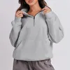 Women's Hoodies Half Zip Sweatshirt Quarter Solid Color Cropped Pullover Fall Clothing