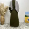 Artı boyutu elbiseler dubai fas kaftan suudi kahve siyah abaya elbise müslüman moda gündelik uzun bayanlar giyim düz renk 231208