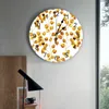 Wandklokken geel aquarel blad ronde klok modern design keuken hangend horloge woondecoratie stil