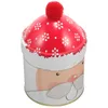 Storage Bottles Christmas Candy Jar Santa Red Hat Lid Metal Cookie Air Tight Coffee Shape Can