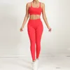 Active Sets Lycra Gym Set Women Push Up Workout Womens Yoga Clothes Wear Sport Bra Leggings Outfit For Woman Sportswear Blue Rose Red