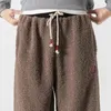 メンズパンツカジュアルフリース秋と冬の固体色とベルベットの肥厚ファッションハラジュクレトロハーレム