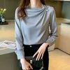 Frauen Blusen 2024 Frühling Koreanische Frauen Chiffon Shirts Büro OL Langarm Shirt Falten Pullover Damen Tops