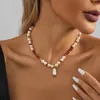 Hänghalsband oregelbunden imitation pärla natursten halsband för kvinnor mode damer bankett smycken fabriksfabrik direkt försäljning