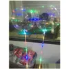 Décoration de fête LED Ballon Transparent Éclairage Lumineux Bobo Ball Ballons avec 80Cm Pole String Noël Noël Mariage Decoratio Dhjbx