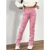 Jeans Womens Embroidered Tassel Straight Leg Denim Pants Fashion INS Elastic Cargo Pant Y2k Trousers Outfits