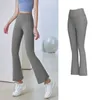 LL Yoga Uitlopende Broek Groef Zomer Dames lu Hoge Taille Slim Fit Buik Bell-bottom Broek Shows Benen Lang Yoga Fitness Net Rood Mode Extra groot