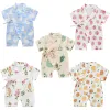 INS комбинезон для новорожденных, одежда для младенцев, муслиновые хлопковые комбинезоны с короткими рукавами и мультяшным принтом для маленьких мальчиков и девочек, одежда для сна, 5 стилей, BJ
