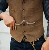 Erkek yelekleri bordo renkli vintage yelek erkekler için ince fit tweed balıksırtı yelek erkek kıyafetler sağdıç