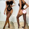 Women Sexy Transparent Fishnet Tights Lingerie Costumes Erotic Mesh Perspective Full Body Stocking Underwear Nightgown sexy
