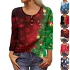 Camisetas femininas camisa de natal boneco de neve impressão camisetas manga longa casual moda em torno do pescoço regular ajuste y2kroupas para meninas