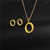 Charms Trend Simple Gold Color A-Z 26 Letters Initial Pendant Necklace Set For Women Couple Stainless Steel Alphabet Name Chain Choker