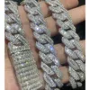 Halsband Moissanitkedja som säljer 15mmt Square 925 Silver Inset Moissanite Hip Hop Cuban Chain Mai Ah Secret Chain Simulation Drill Collar