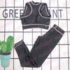 Zomer Sport Vest Broek Letter Print Yoga Outfit Quck Dry Padded Tank Top Hoge elastische strakke legging Dames Designer Running Sportswear