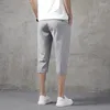 Shorts Pour Hommes Pantalons Coréens À 7 Points Soie Glacée Pour Hommes Séchage Rapide Tube Droit Lâche Été Jeunes Garçons Surdimensionné Pantalon Moyen Extérieur