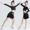 Stage Wear Children's Latin Dance Girls Summer Performance Clothing Competition Fringe Skirt Two Piece Set