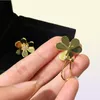 Stud High Finish Rose Gold Three Leaf Clover Flover Flowers Six Boucles d'oreilles de pétale pour femmes Bouangtes d'oreilles bijoux élégant Lock 16cm68806163167500