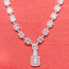 Charming Women's 14kt Beyaz Altın Kolye Set Moissanite Elmas VVS Clarity Gems Klasik Elmas Kolye Nişan için