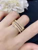 Cluster Rings LUOWEND 18K Yellow Gold Luxury Real Natural Diamond Elegant Five Row Intertwine Style Wedding For Women Engagement