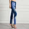 Damesbroeken Katoenmix Jeans Colorblock Patchwork Slim Fit Hoge taille met knoopsluiting Zacht voor woon-werkverkeer Vrouwen