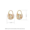 Dangle Earrings Elegant Inlaid Zircon White Flower Cluster Basket Pendant Earring For Women Luxury Charm Gold Color Drop OL N165