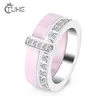 Moda de doble capa de cerámica anillos de mujer de buena calidad negro blanco rosa anillos de cristal para mujeres anillo medio joyería de moda regalos Y251Q