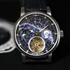 الكون Earth Tourbillon Men Moon Phase Super Wuminous Dial Sport Man Automatic Toubillon Mechanical Watches Milky Way Space Wris1854