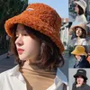 Chapéu de balde de pele sintética engrossado inverno quente para mulheres chapéus de lã coreano bob senhora panamá caminhadas ao ar livre veludo pescador hat251j