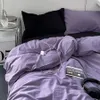 Bedding sets Solid Set Soft Flat Sheets Purple Duvet Cover Pillowcase Polyester Bed Linen Single Queen Full Twin Size Quilt 231211