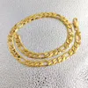 Stämplad 24 K Solid Yellow Gold Figaro Chain Link Halsband 12mm Mens RealCarat Gold Filled Birthday Christmas Gift243n