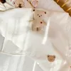 Couvertures coréennes bébé dessin animé brodé ours né lange d'emmaillotage doux gaufre coton couette pour bébé