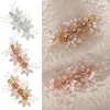 Barrettes en épingle à cheveux en forme de fleur, accessoires pour cheveux de mariée, strass, cristal scintillant, bijoux en perles pour femmes