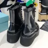 Nuevas botas para mujer botas de diseñador botas martin botas de plataforma bota triangular Botas con cordones Botas de piel de vaca Botines de cuero forro de piel de oveja Otoño Invierno Tamaño de bota 35 42