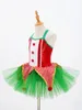 Palco desgaste crianças meninas vestido de dança de natal sem mangas bolas de pelúcia ballet collant tutu com cabelo hoop criança figura patinação traje