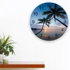 Wall Clocks Beach Sunset Ocean Scenery Silent Home Cafe Office Decor For Kitchen Art Large 25cm