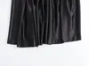 Vestidos casuales O-cuello vestido midi sin mangas de mujer 2024 verano correas anchas tela dobladillo cintura baja negra de mujer