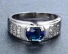 Classico rotondo zircone bianco blu pietra anelli di fidanzamento per uomo donna vintage moda gioielli da sposa femminile maschio anello di promessa5498102