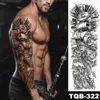 Tatuaggi temporanei Braccio grande manica tatuaggio leone corona re rosa adesivo tatoo impermeabile lupo selvatico tigre uomo cranio completo totem tatuaggio finto 231208