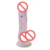 Confetti stuwkracht dildo's waterdichte kristalglas realistische masturbatie zuigbeker siliconen jelly clear dildo's voor vrouwen3219261