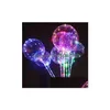 Partydekoration Leuchtender LED-Ballon Transparente farbige blinkende Beleuchtungsballons mit 70 cm Stange Hochzeitsdekorationen Feiertags-Supp Dhwng