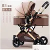 Passeggini# I passeggini ad alta visibilità possono sedersi su reclinabili leggeri pieghevoli bidirezionali ammortizzanti Born Baby L230625 Drop Delivery Kids Matern Ot20S