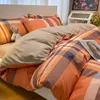 Zestawy pościeli 4 -częściowy zestaw minimalistycznych umytych bawełny nordyckiej kołdry i arkuszy łóżka 231211