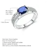 Кольца кластера GEM'S BALLET 1.66Ct Овальное кольцо из натурального синего сапфира с драгоценным камнем Стерлингового серебра 925 пробы для свадьбы для женщин Классические ювелирные украшения