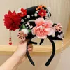 Accessoires pour cheveux, couvre-chef de Style chinois à fleurs, nœud à pompon, Clip Hanfu, coiffure Antique de l'année